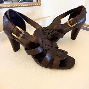 Cole Haan Heel Sandal (9) Dark Brown Leather, Nike Air Comfort. No Marks/Scuffs